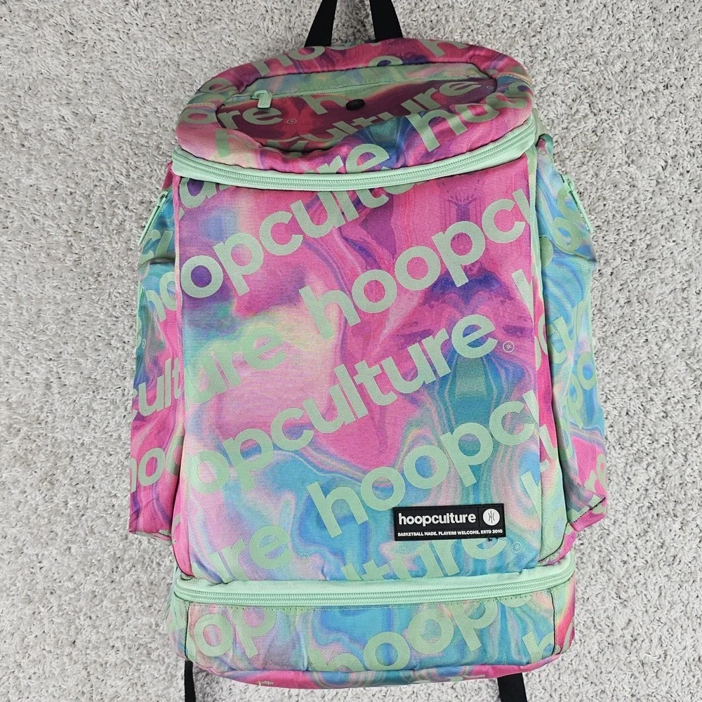 Hoop Culture Backpack Fresh Culture  Basketball Tye Dye All Over Print Blue Pink